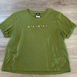 Dravus Mushroom Graphic Tee Youth Large Girls Green Shirt